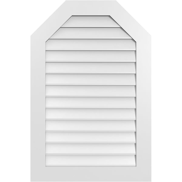 Ekena Millwork Octagonal Top Surface Mount PVC Gable Vent w/ 3-1/2"W x 1"P Standard Frame, 28"W x 42"H - GVPOT28X4201SN