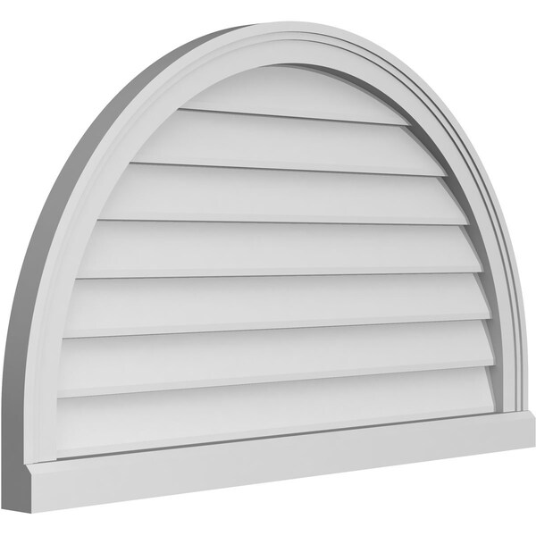 Ekena Millwork Round Top Surface Mount PVC Gable Vent w/ 2"W x 2"P Brickmould Sill Frame, 36"W x 22"H - GVPRT36X2203SN
