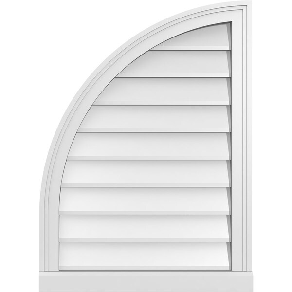 Ekena Millwork Quarter Round Top Left Surface Mount PVC Gable Vent w/ 2"W x 2"P Brickmould Sill Frame, 22"W x 30"H - GVPQL22X3003SN