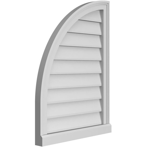 Ekena Millwork Quarter Round Top Left Surface Mount PVC Gable Vent w/ 2"W x 2"P Brickmould Sill Frame, 22"W x 30"H - GVPQL22X3003SN