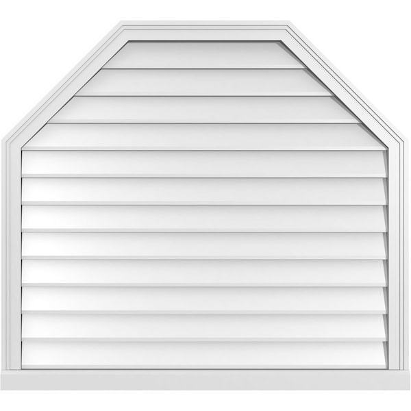 Ekena Millwork Octagonal Top Surface Mount PVC Gable Vent w/ 2"W x 2"P Brickmould Sill Frame, 42"W x 38"H - GVPOT42X3803SN