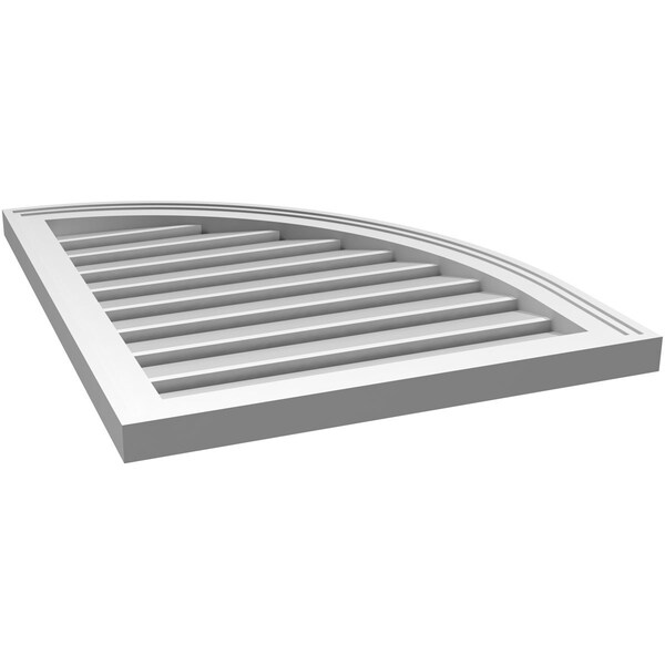 Ekena Millwork Quarter Round Top Right Surface Mount PVC Gable Vent w/ 2"W x 1-1/2"P Brickmould Frame, 22"W x 28"H - GVPQR22X2802SF