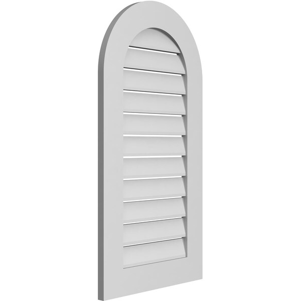 Ekena Millwork Round Top Surface Mount PVC Gable Vent: Functional, w/ 3-1/2"W x 1"P Standard Frame, 20"W x 38"H - GVPRT20X3801SF