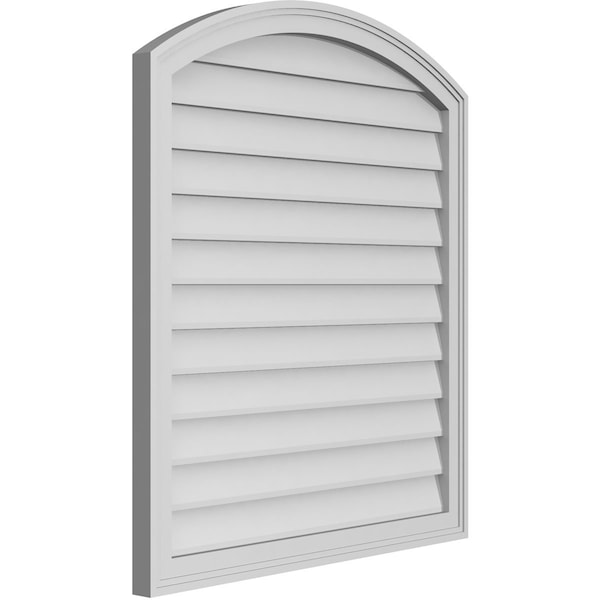 Ekena Millwork Arch Top Surface Mount PVC Gable Vent: Functional, w/ 2"W x 1-1/2"P Brickmould Frame, 32"W x 36"H - GVPAR32X3602SF