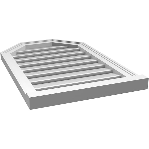 Ekena Millwork Octagonal Top Surface Mount PVC Gable Vent w/ 2"W x 2"P Brickmould Sill Frame, 20"W x 30"H - GVPOT20X3003SF