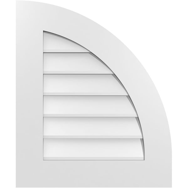 Ekena Millwork Quarter Round Top Right Surface Mount PVC Gable Vent w/ 3-1/2"W x 1"P Standard Frame, 20"W x 24"H - GVPQR20X2401SN
