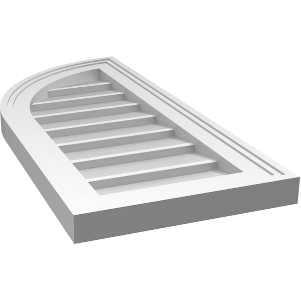 Ekena Millwork Quarter Round Top Left Surface Mount PVC Gable Vent w/ 2"W x 1-1/2"P Brickmould Frame, 12"W x 26"H - GVPQL12X2602SN