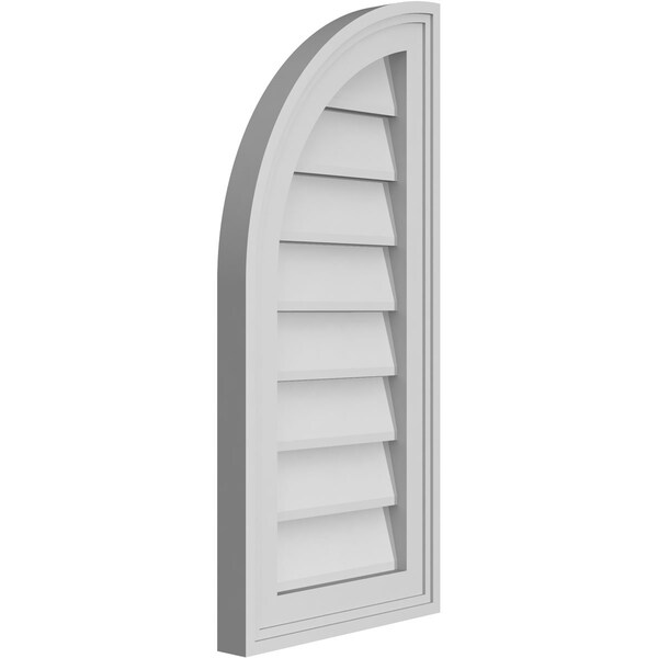 Ekena Millwork Quarter Round Top Left Surface Mount PVC Gable Vent w/ 2"W x 1-1/2"P Brickmould Frame, 12"W x 26"H - GVPQL12X2602SN