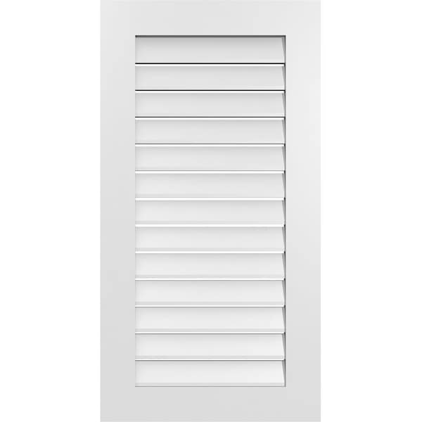Ekena Millwork Vertical Surface Mount PVC Gable Vent: Functional, w/ 3-1/2"W x 1"P Standard Frame, 22"W x 42"H - GVPVE22X4201SF