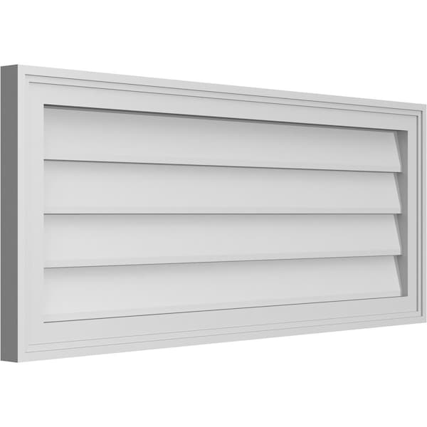 Ekena Millwork Vertical Surface Mount PVC Gable Vnt: Non-Functional, w/2"W x 1-1/2"H, Brickmould Frame, 38"W x 16"H - GVPVE38X1602SN