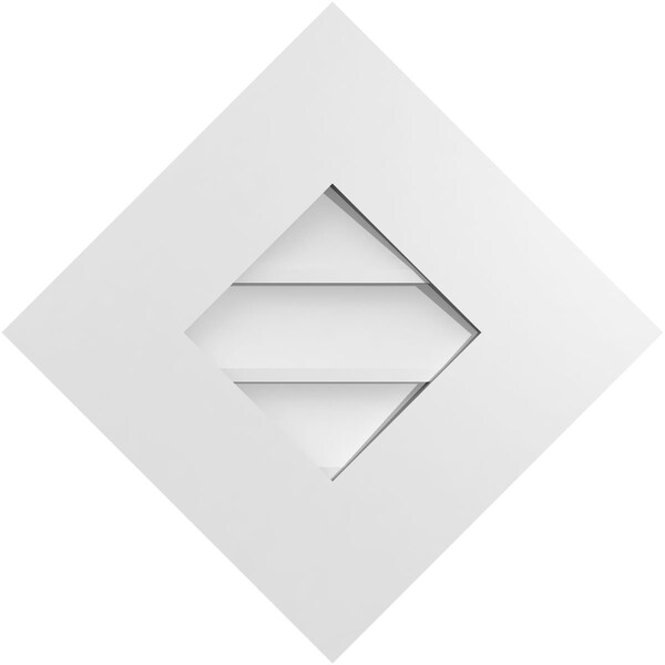 Ekena Millwork Diamond Surface Mount PVC Gable Vent: Functional, w/ 3-1/2"W x 1"P Standard Frame, 18"W x 18"H - GVPDI18X1801SF