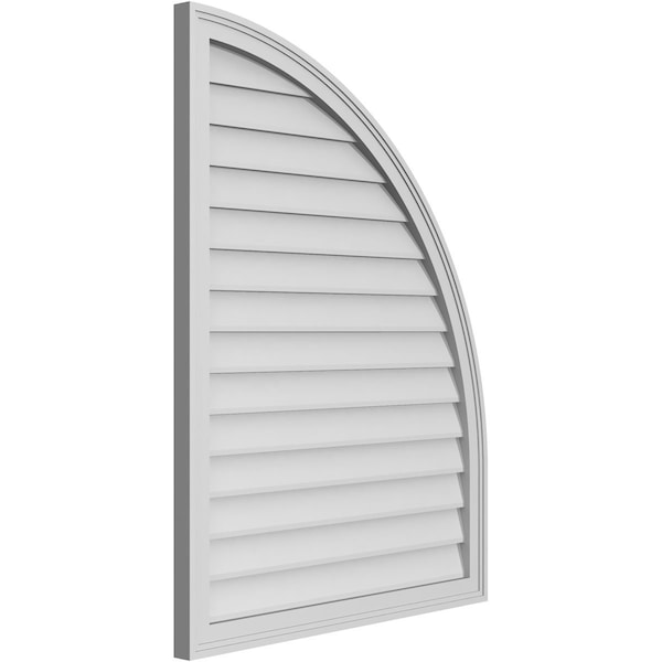 Ekena Millwork Quarter Round Top Right Surface Mount PVC Gable Vent w/ 2"W x 1-1/2"P Brickmould Frame, 32"W x 42"H - GVPQR32X4202SN