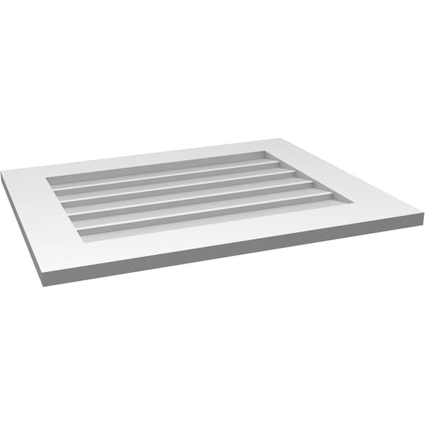 Ekena Millwork Vertical Surface Mount PVC Gable Vent: Non-Functional, w/ 3-1/2"W x 1"P Standard Frame, 28"W x 22"H - GVPVE28X2201SN
