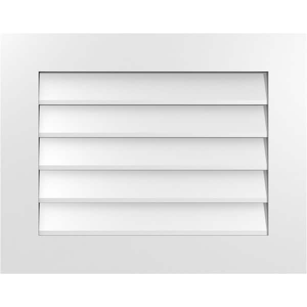 Ekena Millwork Vertical Surface Mount PVC Gable Vent: Non-Functional, w/ 3-1/2"W x 1"P Standard Frame, 28"W x 22"H - GVPVE28X2201SN