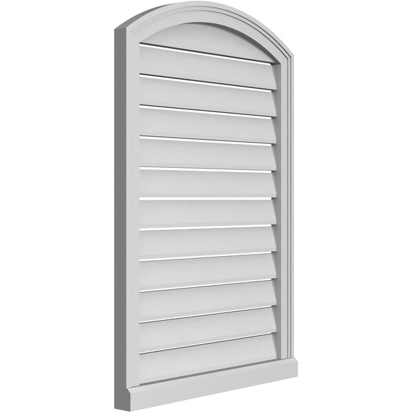 Ekena Millwork Arch Top Surface Mount PVC Gable Vent w/ 2"W x 2"P Brickmould Sill Frame, 26"W x 36"H - GVPAR26X3603SN