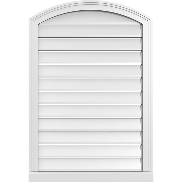 Ekena Millwork Arch Top Surface Mount PVC Gable Vent w/ 2"W x 2"P Brickmould Sill Frame, 26"W x 36"H - GVPAR26X3603SN