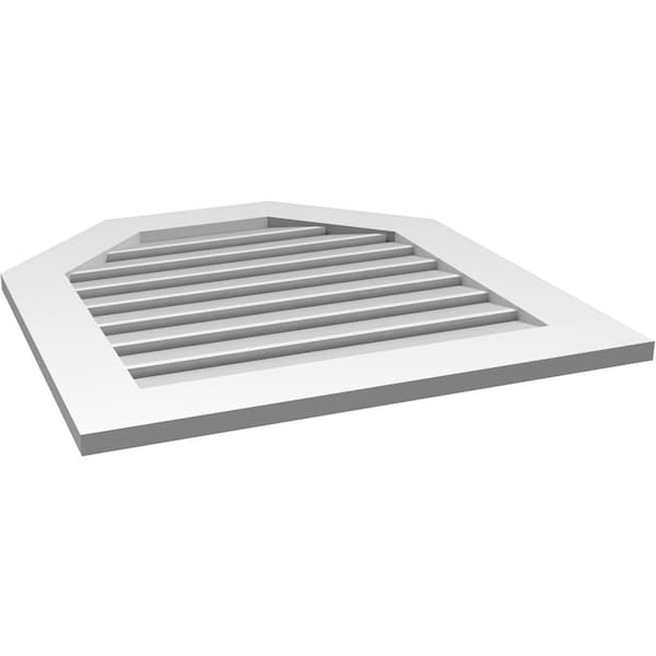 Ekena Millwork Octagonal Top Surface Mount PVC Gable Vent: Functional, w/ 3-1/2"W x 1"P Standard Frame, 28"W x 30"H - GVPOT28X3001SF