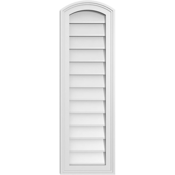 Ekena Millwork Arch Top Surface Mount PVC Gable Vent: Functional, w/ 2"W x 1-1/2"P Brickmould Frame, 12"W x 38"H - GVPAR12X3802SF