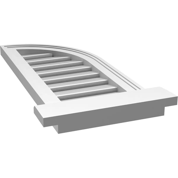 Ekena Millwork Quarter Round Top Right Surface Mount PVC Gable Vent w/ 2"W x 2"P Brickmould Sill Frame, 12"W x 28"H - GVPQR12X2803SF