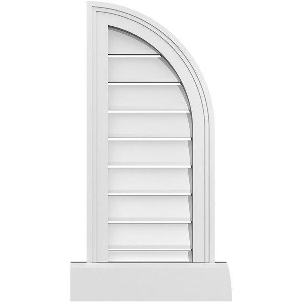 Ekena Millwork Quarter Round Top Right Surface Mount PVC Gable Vent w/ 2"W x 2"P Brickmould Sill Frame, 12"W x 28"H - GVPQR12X2803SF