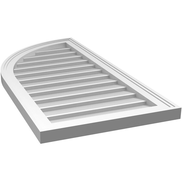 Ekena Millwork Quarter Round Top Left Surface Mount PVC Gable Vent w/ 2"W x 1-1/2"P Brickmould Frame, 18"W x 36"H - GVPQL18X3602SN
