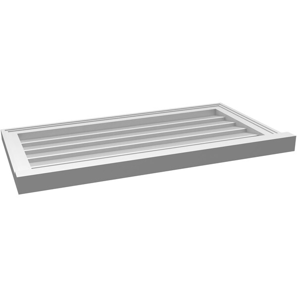Ekena Millwork Vertical Surface Mount PVC Gable Vent w/ 2"W x 2"H , Brickmould Sill Frame, 34"W x 18"H - GVPVE34X1803SN