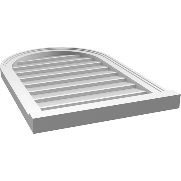 Ekena Millwork Round Top Surface Mount PVC Gable Vent w/ 2"W x 2"P Brickmould Sill Frame, 20"W x 30"H - GVPRT20X3003SN