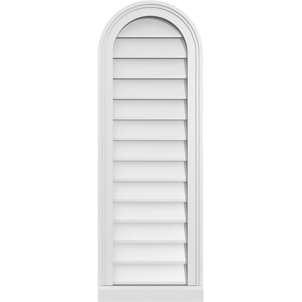 Ekena Millwork Round Top Surface Mount PVC Gable Vent w/ 2"W x 2"P Brickmould Sill Frame, 14"W x 40"H - GVPRT14X4003SN