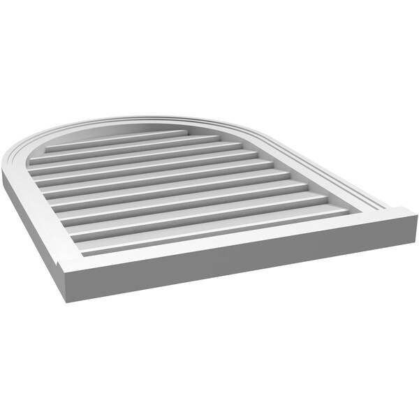 Ekena Millwork Round Top Surface Mount PVC Gable Vent: Functional, w/ 2"W x 2"P Brickmould Sill Frame, 24"W x 32"H - GVPRT24X3203SF