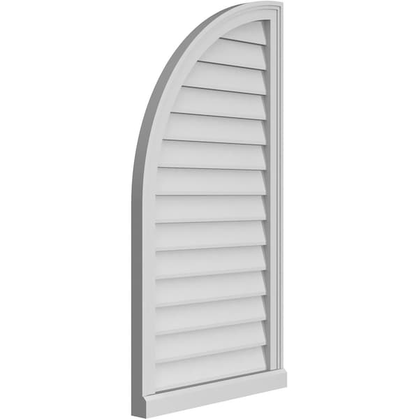 Ekena Millwork Quarter Round Top Left Surface Mount PVC Gable Vent w/ 2"W x 2"P Brickmould Sill Frame, 22"W x 42"H - GVPQL22X4203SN