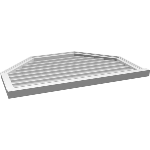 Ekena Millwork Octagonal Top Surface Mount PVC Gable Vent w/ 2"W x 2"P Brickmould Sill Frame, 42"W x 28"H - GVPOT42X2803SN