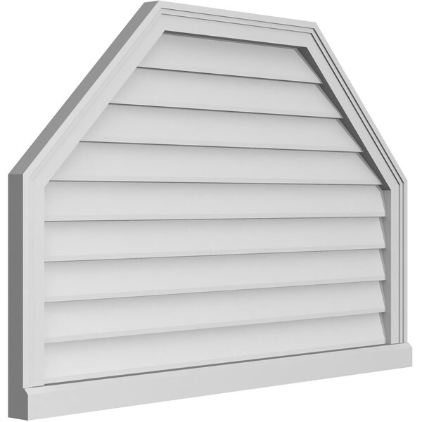 Ekena Millwork Octagonal Top Surface Mount PVC Gable Vent w/ 2"W x 2"P Brickmould Sill Frame, 42"W x 28"H - GVPOT42X2803SN