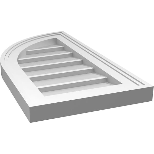 Ekena Millwork Quarter Round Top Left Surface Mount PVC Gable Vent w/ 2"W x 1-1/2"P Brickmould Frame, 12"W x 22"H - GVPQL12X2202SN