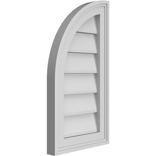 Ekena Millwork Quarter Round Top Left Surface Mount PVC Gable Vent w/ 2"W x 1-1/2"P Brickmould Frame, 12"W x 22"H - GVPQL12X2202SN