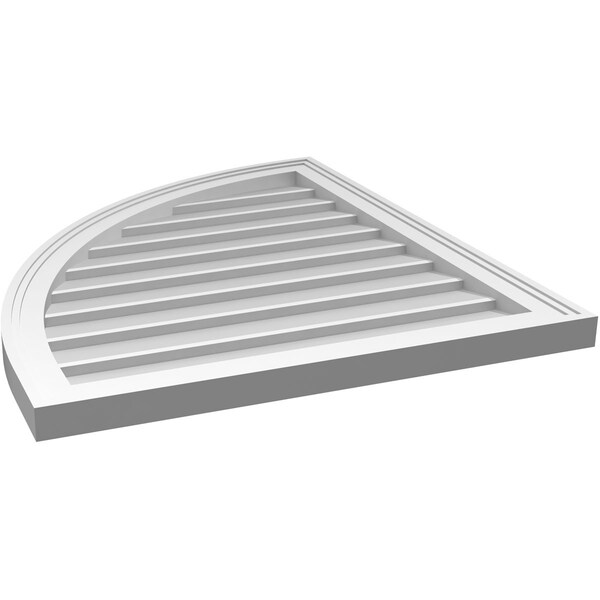 Ekena Millwork Quarter Round Top Left Surface Mount PVC Gable Vent w/ 2"W x 1-1/2"P Brickmould Frame, 26"W x 30"H - GVPQL26X3002SN