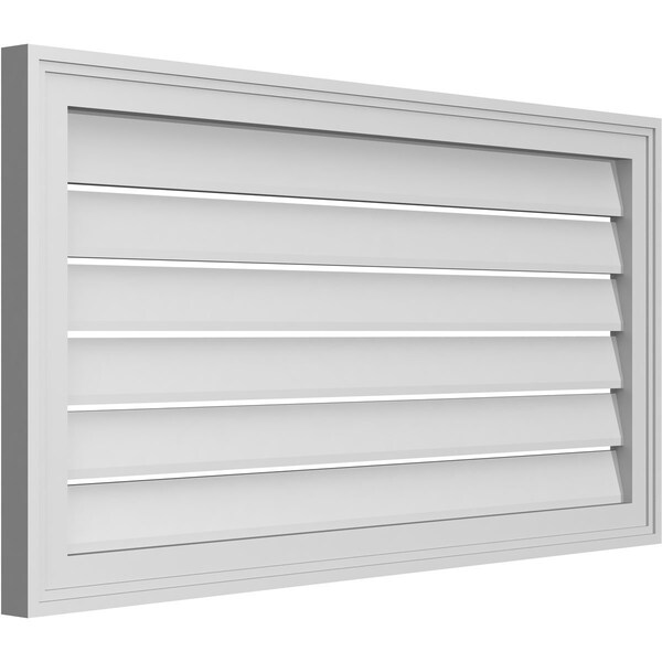 Ekena Millwork Vertical Surface Mount PVC Gable Vent: Functional, w/ 2"W x 1-1/2"P Brickmould Frame, 38"W x 20"H - GVPVE38X2002SF
