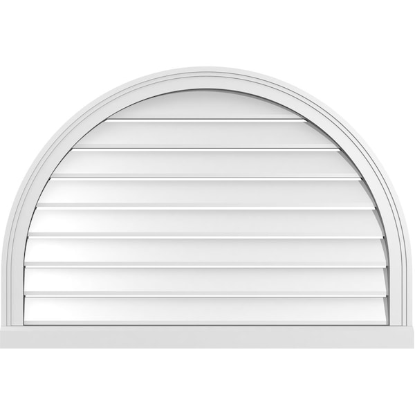 Ekena Millwork Round Top Surface Mount PVC Gable Vent: Functional, w/ 2"W x 2"P Brickmould Sill Frame, 38"W x 26"H - GVPRT38X2603SF