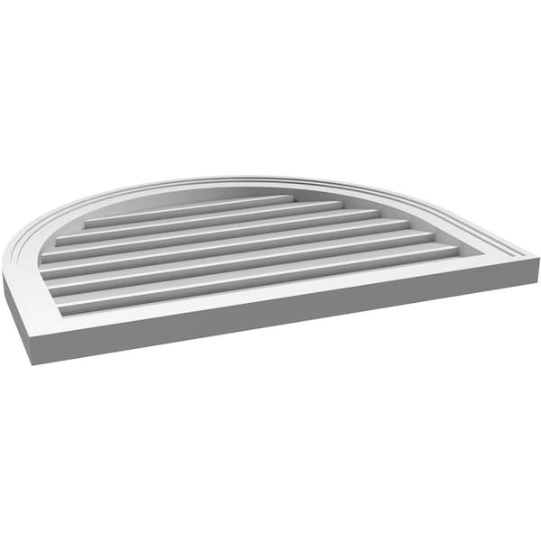 Ekena Millwork Round Top Surface Mount PVC Gable Vent: Functional, w/ 2"W x 1-1/2"P Brickmould Frame, 28"W x 22"H - GVPRT28X2202SF