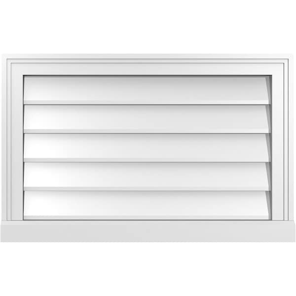 Ekena Millwork Vertical Surface Mount PVC Gable Vent w/ 2"W x 2"H , Brickmould Sill Frame, 28"W x 18"H - GVPVE28X1803SN