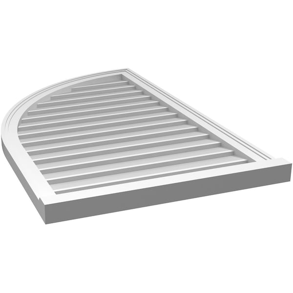 Ekena Millwork Quarter Round Top Left Surface Mount PVC Gable Vent w/ 2"W x 2"P Brickmould Sill Frame, 26"W x 42"H - GVPQL26X4203SN