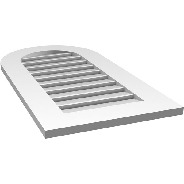 Ekena Millwork Round Top Surface Mount PVC Gable Vent: Functional, w/ 3-1/2"W x 1"P Standard Frame, 18"W x 34"H - GVPRT18X3401SF
