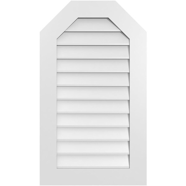 Ekena Millwork Octagonal Top Surface Mount PVC Gable Vent w/ 3-1/2"W x 1"P Standard Frame, 22"W x 38"H - GVPOT22X3801SN