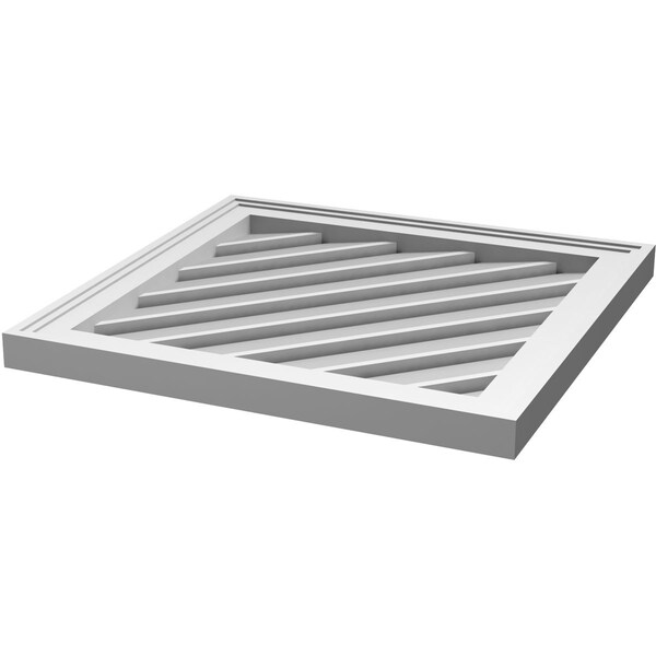 Ekena Millwork Diamond Surface Mount PVC Gable Vent: Non-Functional, w/ 2"W x 1-1/2"P Brickmould Frame, 28"W x 28"H - GVPDI28X2802SN