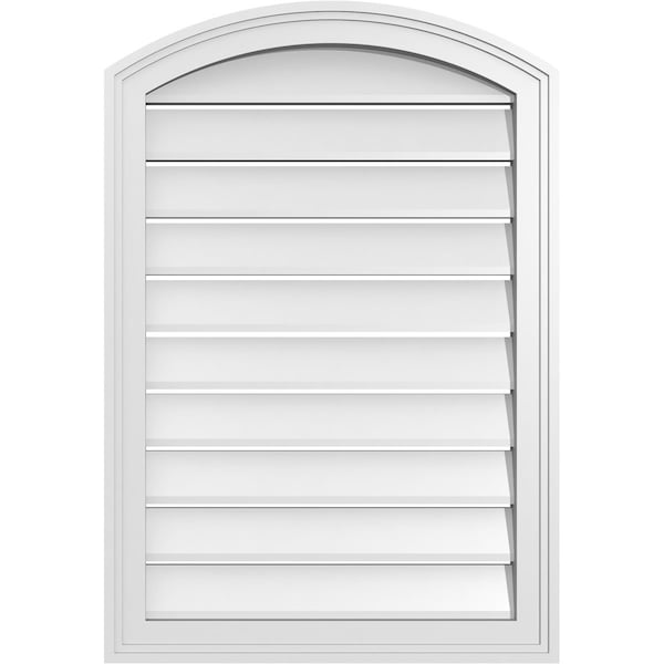 Ekena Millwork Arch Top Surface Mount PVC Gable Vent: Non-Functional, w/2"W x 1-1/2"P Brickmould Frame, 22"W x 30"H - GVPAR22X3002SN