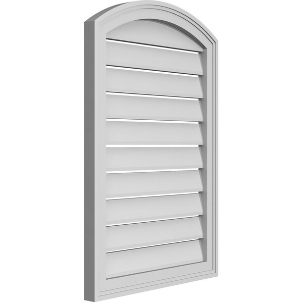 Ekena Millwork Arch Top Surface Mount PVC Gable Vent: Non-Functional, w/2"W x 1-1/2"P Brickmould Frame, 22"W x 30"H - GVPAR22X3002SN