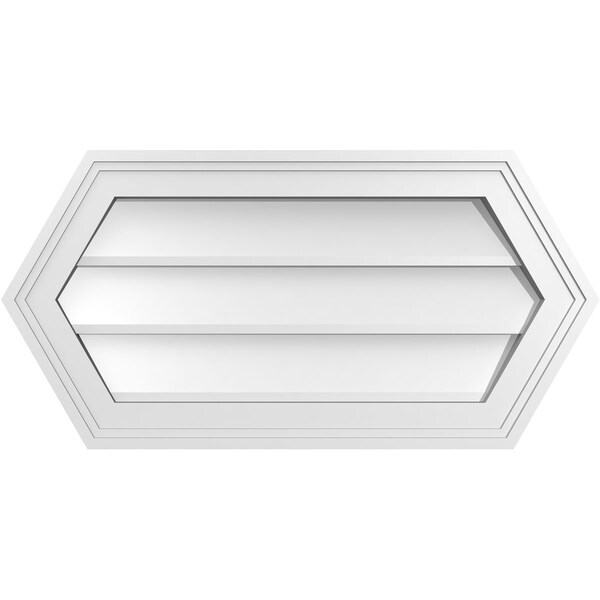 Ekena Millwork Half Round Surface Mount PVC Gable Vent w/ 2"W x 1-1/2"P Brickmould Frame, 26"W x 13"H - GVPHR26X1302SN