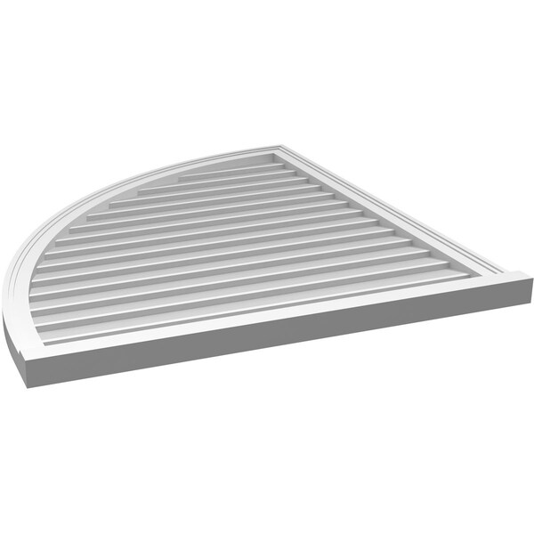 Ekena Millwork Quarter Round Top Left Surface Mount PVC Gable Vent w/ 2"W x 2"P Brickmould Sill Frame, 38"W x 42"H - GVPQL38X4203SN
