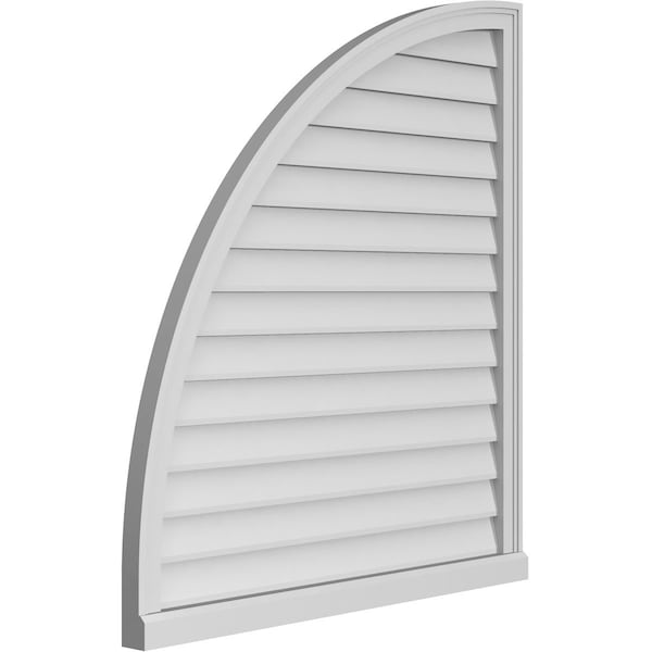 Ekena Millwork Quarter Round Top Left Surface Mount PVC Gable Vent w/ 2"W x 2"P Brickmould Sill Frame, 38"W x 42"H - GVPQL38X4203SN