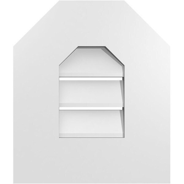 Ekena Millwork Octagonal Top Surface Mount PVC Gable Vent: Functional, w/ 3-1/2"W x 1"P Standard Frame, 12"W x 14"H - GVPOT12X1401SF