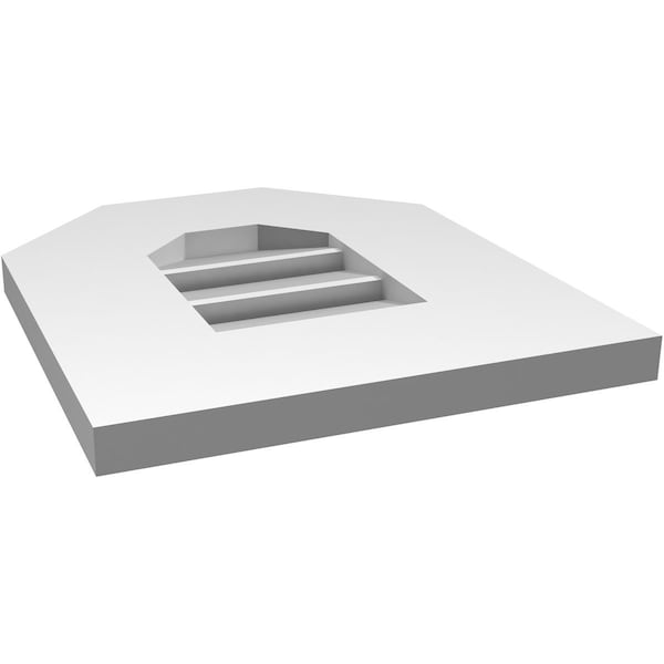 Ekena Millwork Octagonal Top Surface Mount PVC Gable Vent: Functional, w/ 3-1/2"W x 1"P Standard Frame, 12"W x 14"H - GVPOT12X1401SF